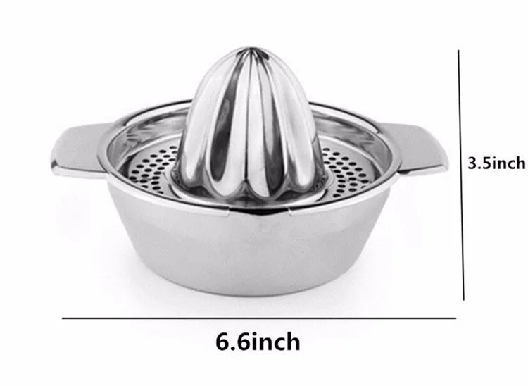 Stainless Steel Lemon Squeezer Cup with Reamer – Manual Citrus Juicer for Lemons & Oranges – Great for Fresh Juice & Cooking