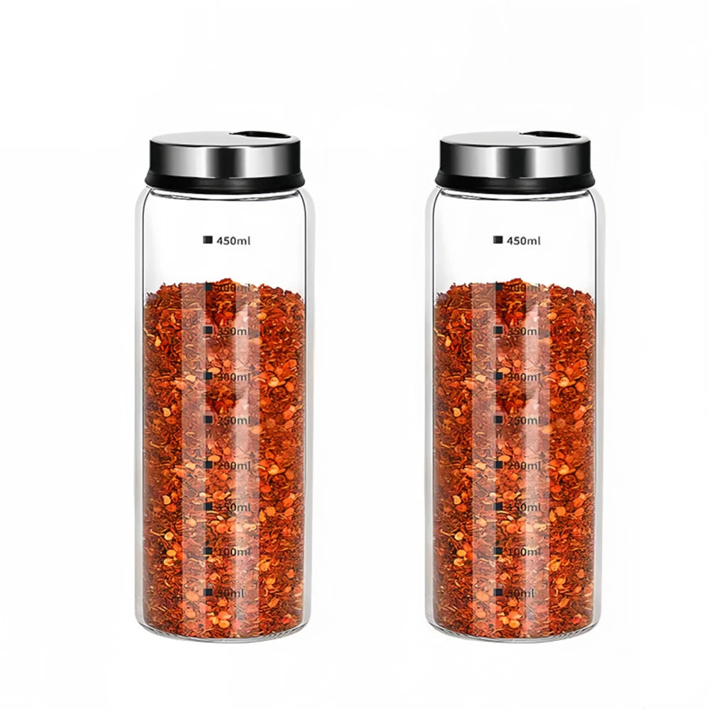 Glass Salt & Pepper Shaker Bottles with Adjustable Outlet Holes – Kitchen Spice Dispenser Jars – Ideal for Salt, Pepper, Herbs & Seasonings – Available in 150ml, 200ml, 300ml & 500ml 500ml – 2 Pieces