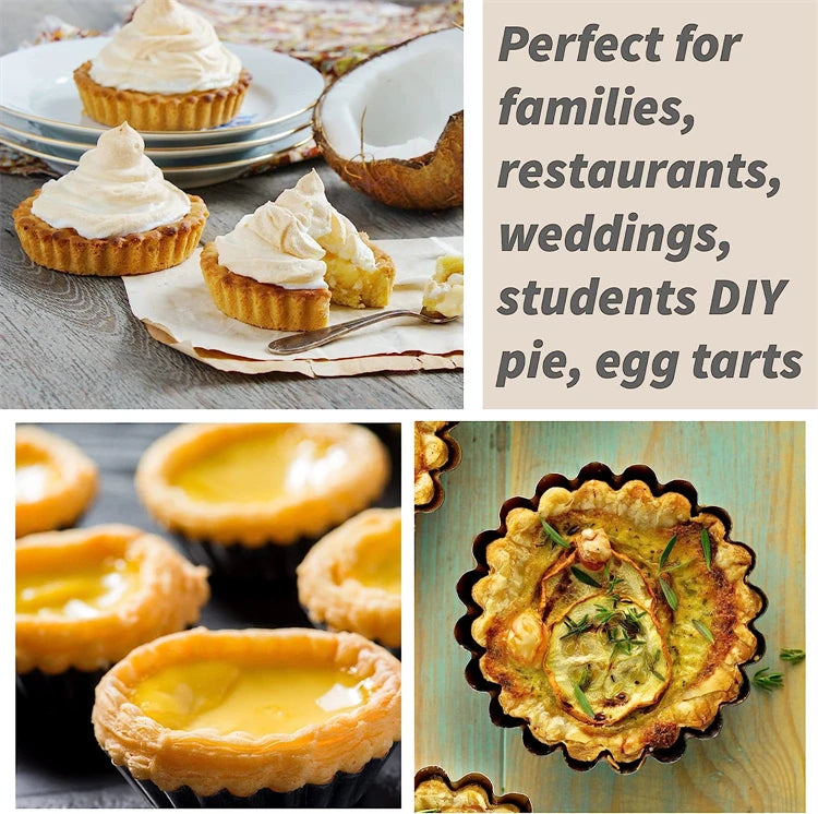 8cm Non-Stick Carbon Steel Mini Tart Pans with Removable Bottoms – Fluted Egg Tart Moulds – Great for Tarts, Quiches & Cupcakes – Available in 4 Pieces, 6 Pieces, 8 Pieces & 10 Pieces