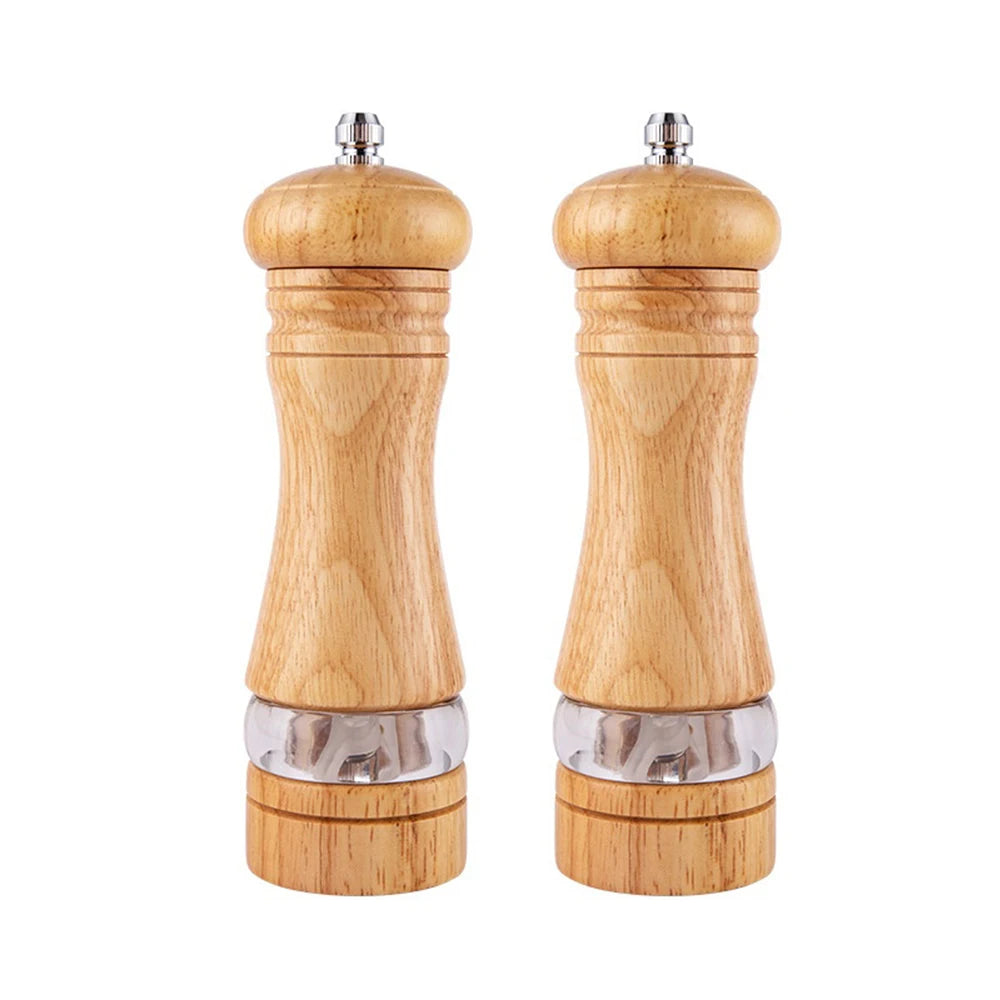 Classic Oak Wood Salt & Pepper Mill Set – Adjustable Manual Pepper Grinder & Salt Grinder with Ceramic Core – Best for the Kitchen & Dining Table Style 4