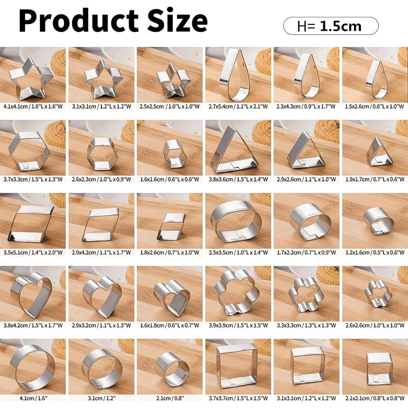 Stainless Steel Mini Cookie Cutter Set — 30 Piece