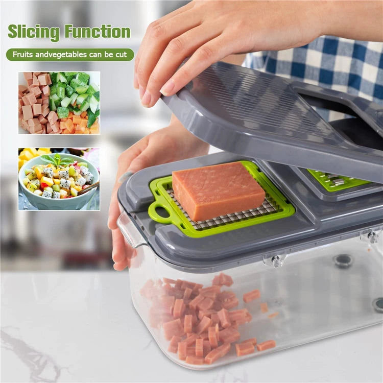 22 in 1 Vegetable Chopper & Dicer with 13 Blades and Container – Onion Chopper & Veggie Mandoline – Best for Potatoes, Tomatoes & Onions