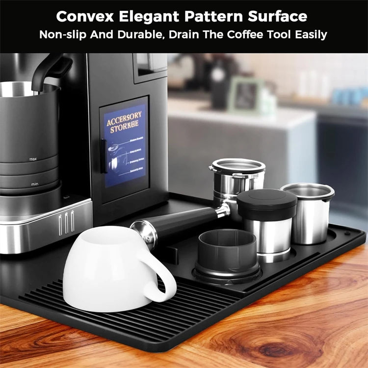 Silicone Espresso Machine Coffee Mat with Detachable Tamping Mat – Anti-Slip Heat Resistant Coffee Bar Mat – Ideal for Home Coffee Stations