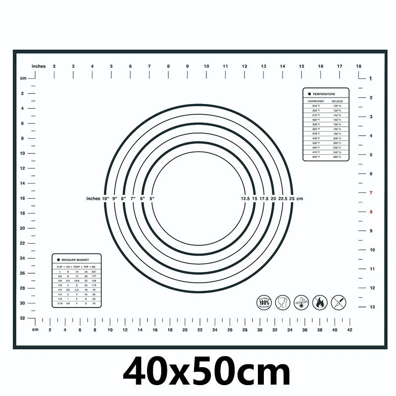 Thick Silicone Baking Mat with Measurements & Raised Edges – Reusable Non-Stick Pastry & Dough Rolling Mat – Great for Kneading, Rolling & Baking – Available in Red & Black Colours
