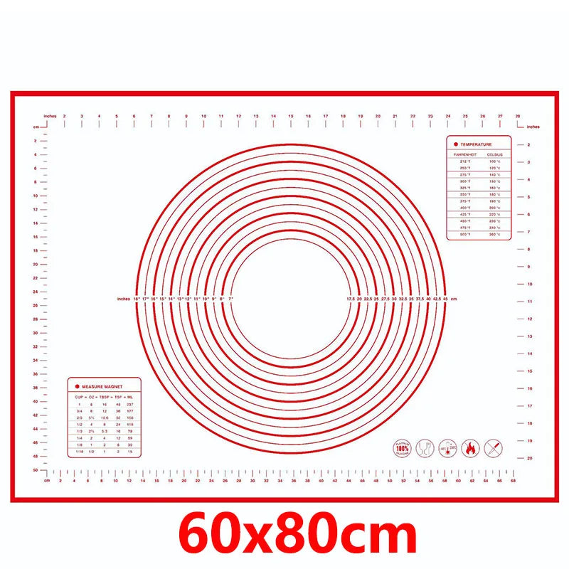 Thick Silicone Baking Mat with Measurements & Raised Edges – Reusable Non-Stick Pastry & Dough Rolling Mat – Great for Kneading, Rolling & Baking – Available in Red & Black Colours