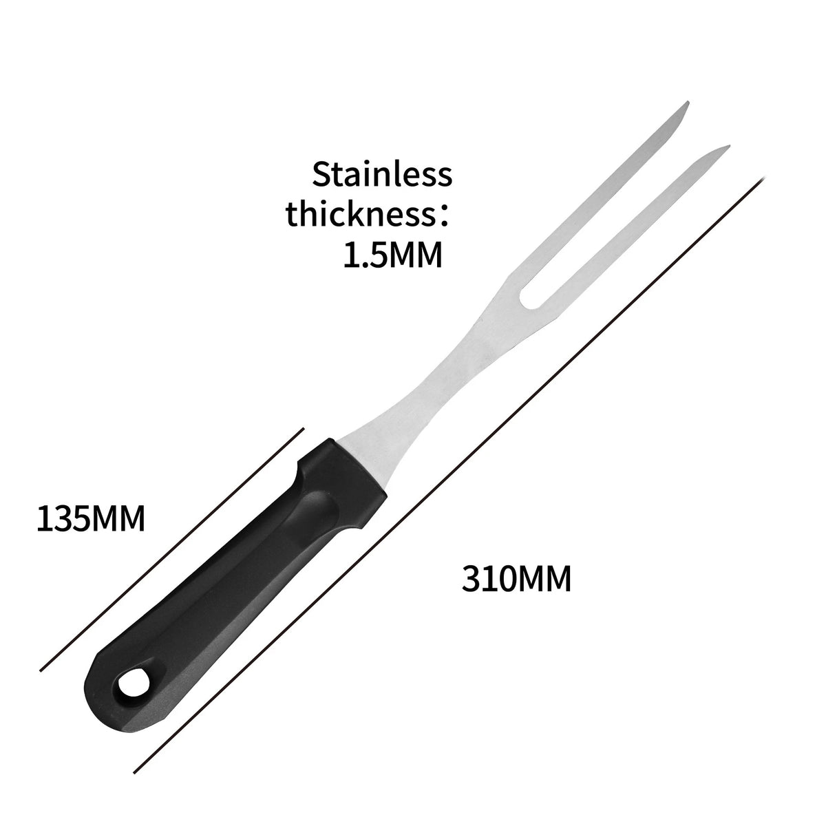 Stainless Steel Meat Carving Fork with Long Handle – Sharp Prong Grill & Serving Fork – Best for Carving Chicken, Turkey & Beef
