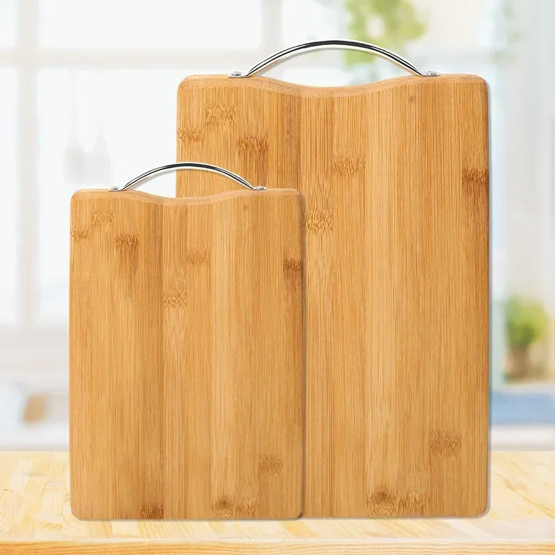 Reversible Double-Sided Bamboo Cutting Board with Stainless Steel Handle – Durable, Stylish, Hygienic & Easy-to-Store Multi-Purpose Chopping Board for Daily Food Prep – Available in 6 Sizes