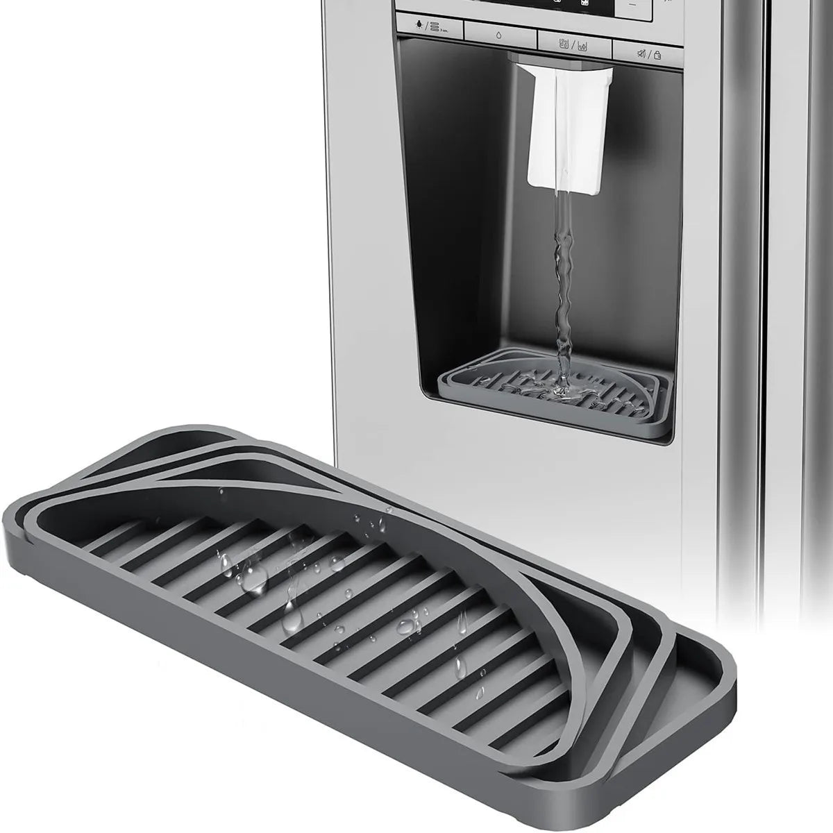 Silicone Refrigerator Drip Tray Pad – Cuttable Water Dispenser Drip Catcher & Protector – Perfect for Fridge Water & Ice Dispensers – Available in Black & Grey Colours