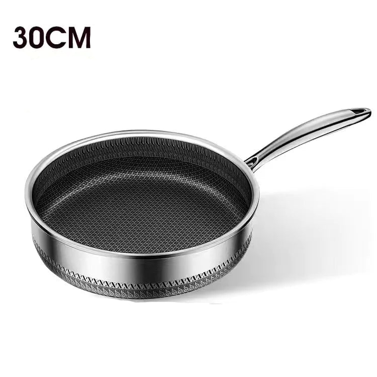 316 Stainless Steel Honeycomb Uncoated Frying Pan 30CM