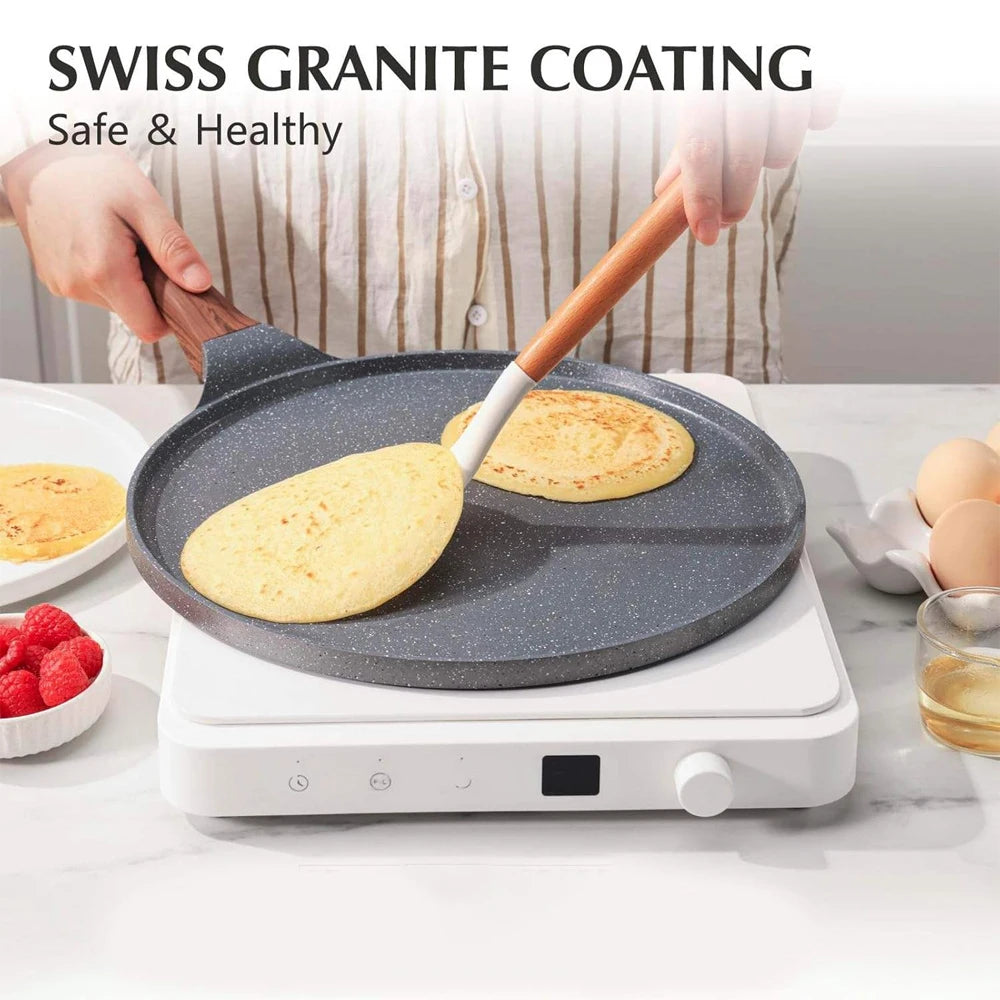Non-Stick Pancake & Crepe Pan – Maifan Stone Flat Skillet for Pastries, Eggs & Flapjacks – Perfect for All Stoves (30cm)