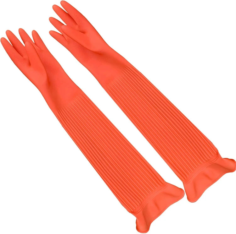 Extra Long Rubber Kitchen Cleaning Gloves – Reusable Non-Slip Natural Latex Washing Up Gloves – Perfect for Dishes, Cleaning & Household Chores