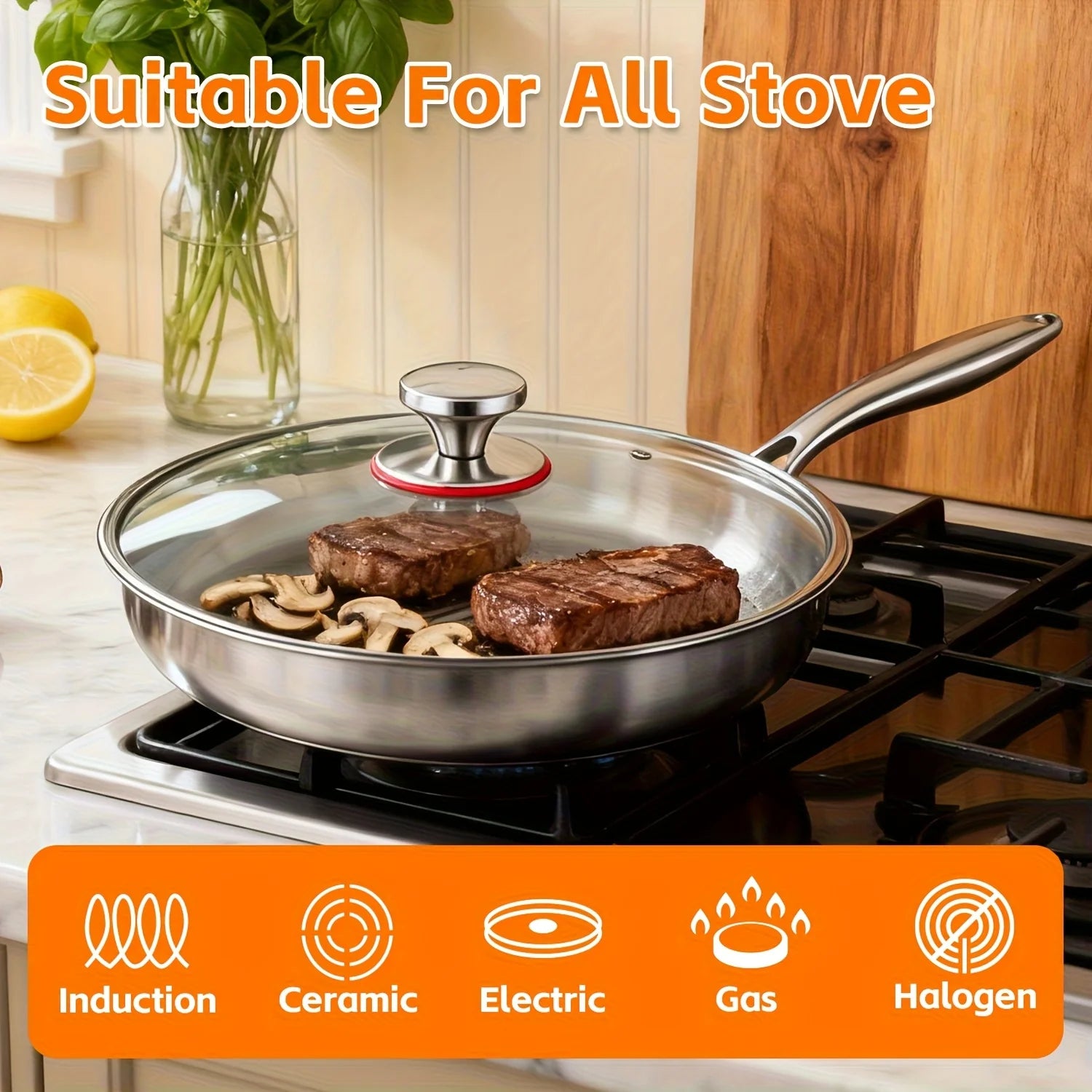 316L Stainless Steel Uncoated Frying Pan