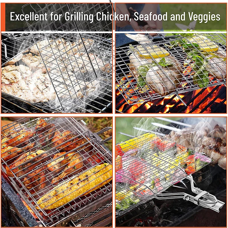 Foldable Stainless Steel BBQ Grill Basket