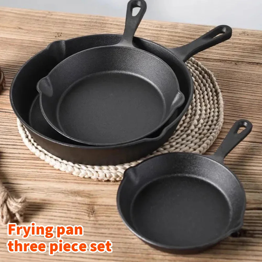 Cast Iron Frying Pan Set — 3 Piece