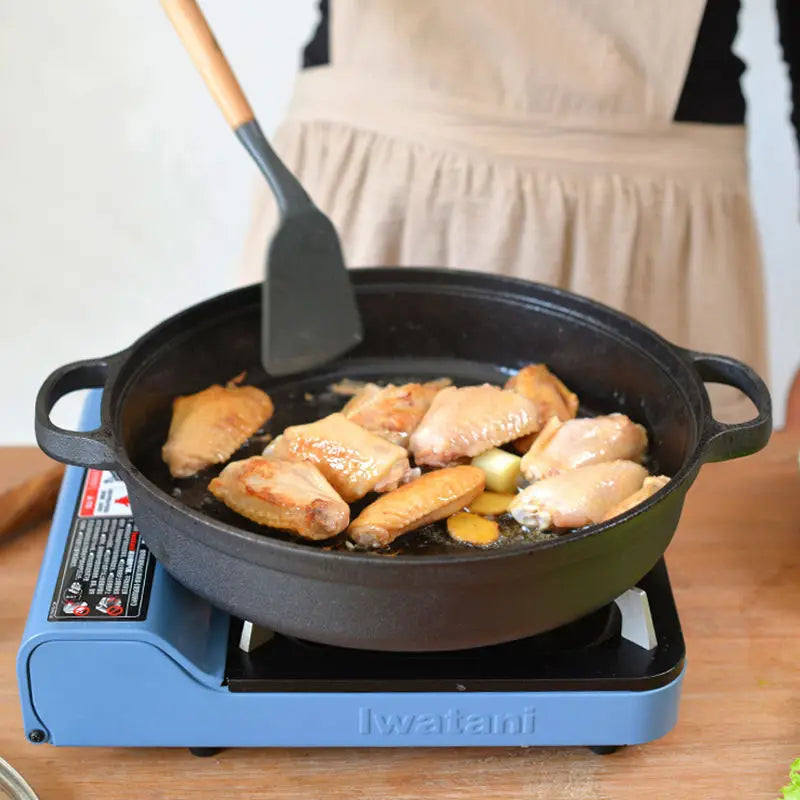 Cast Iron Flat Bottom Pan with Double Handles