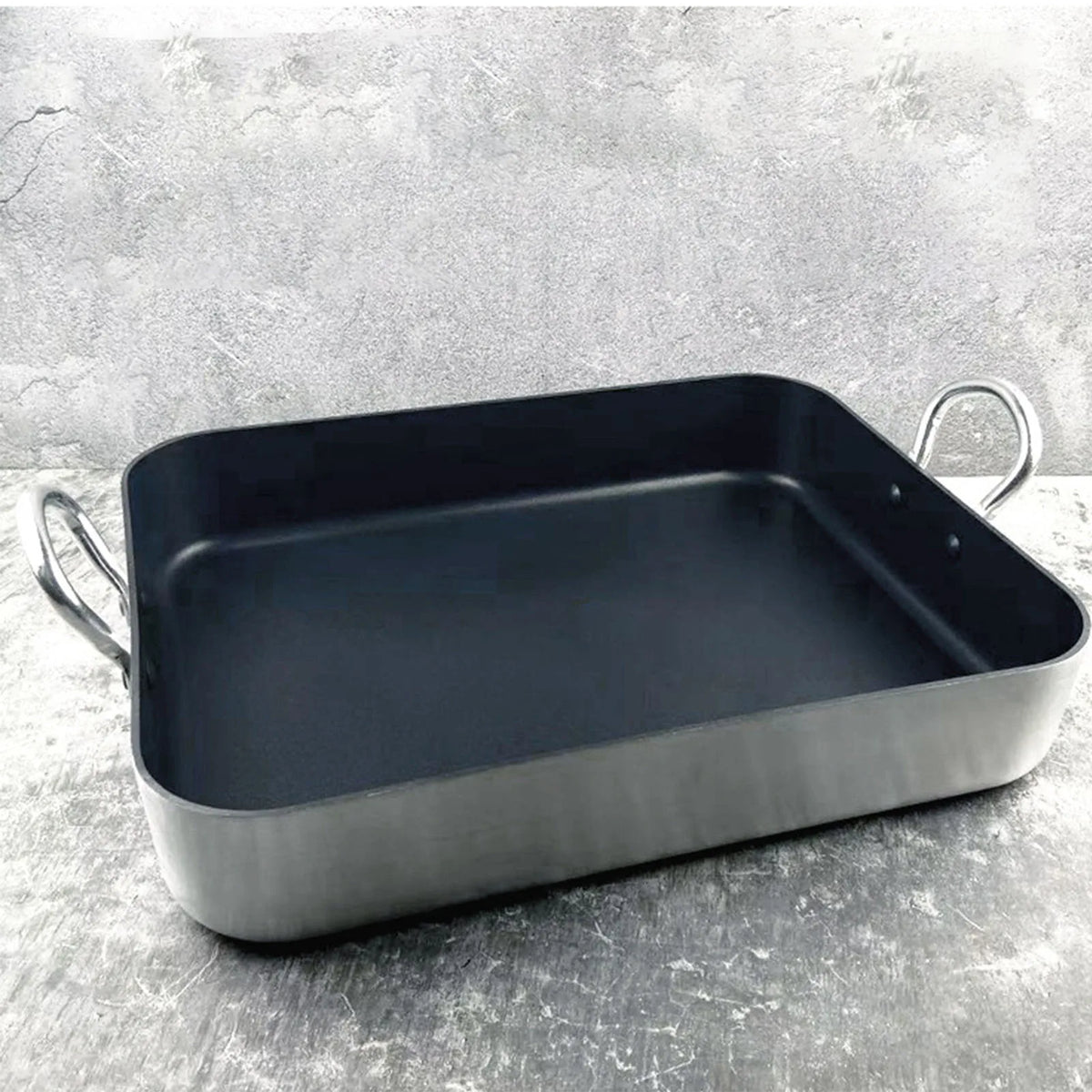Rectangle Frying Pan Nonstick Aluminum Alloy Multifunction Flat Single Bottom Fry Pan with Handles for Home Kitchen Business