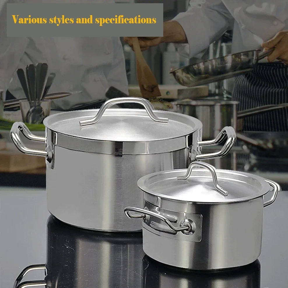 Stainless Steel Soup & Stock Pot with Lid & Dual Handles – Available in Two Styles and Two Sizes – 18cm / 2.7L & 20cm / 3.7L – Durable, Even-Heat Cookware Ideal for Soups, Stocks, Stews, Boiling & Daily Cooking