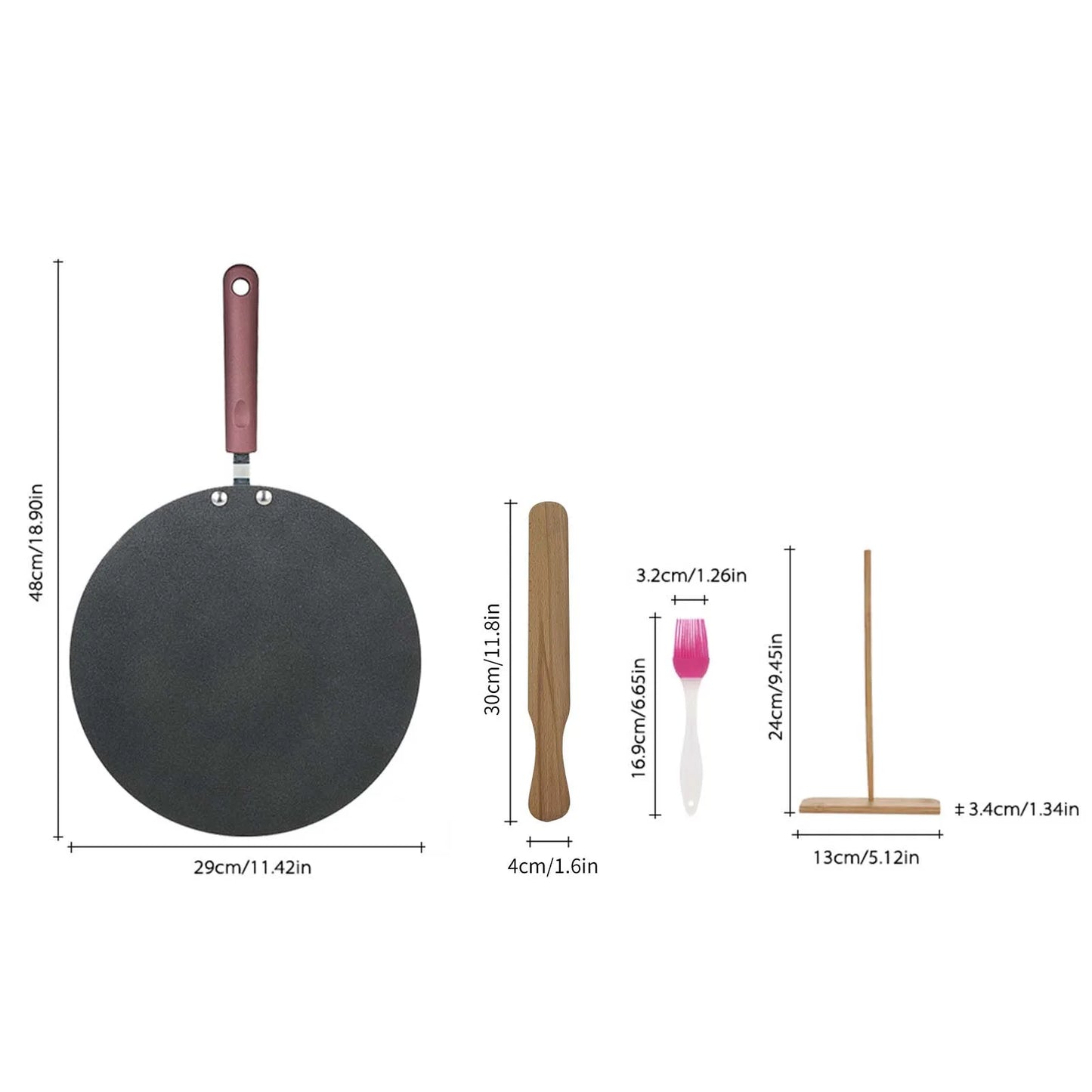 Flat Pan with Spreader, Spatula & Brush