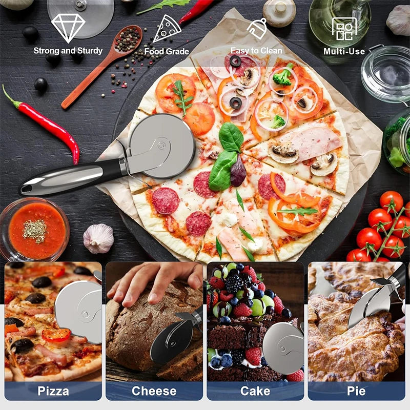 Stainless Steel Pizza Wheel Cutter & Server Set