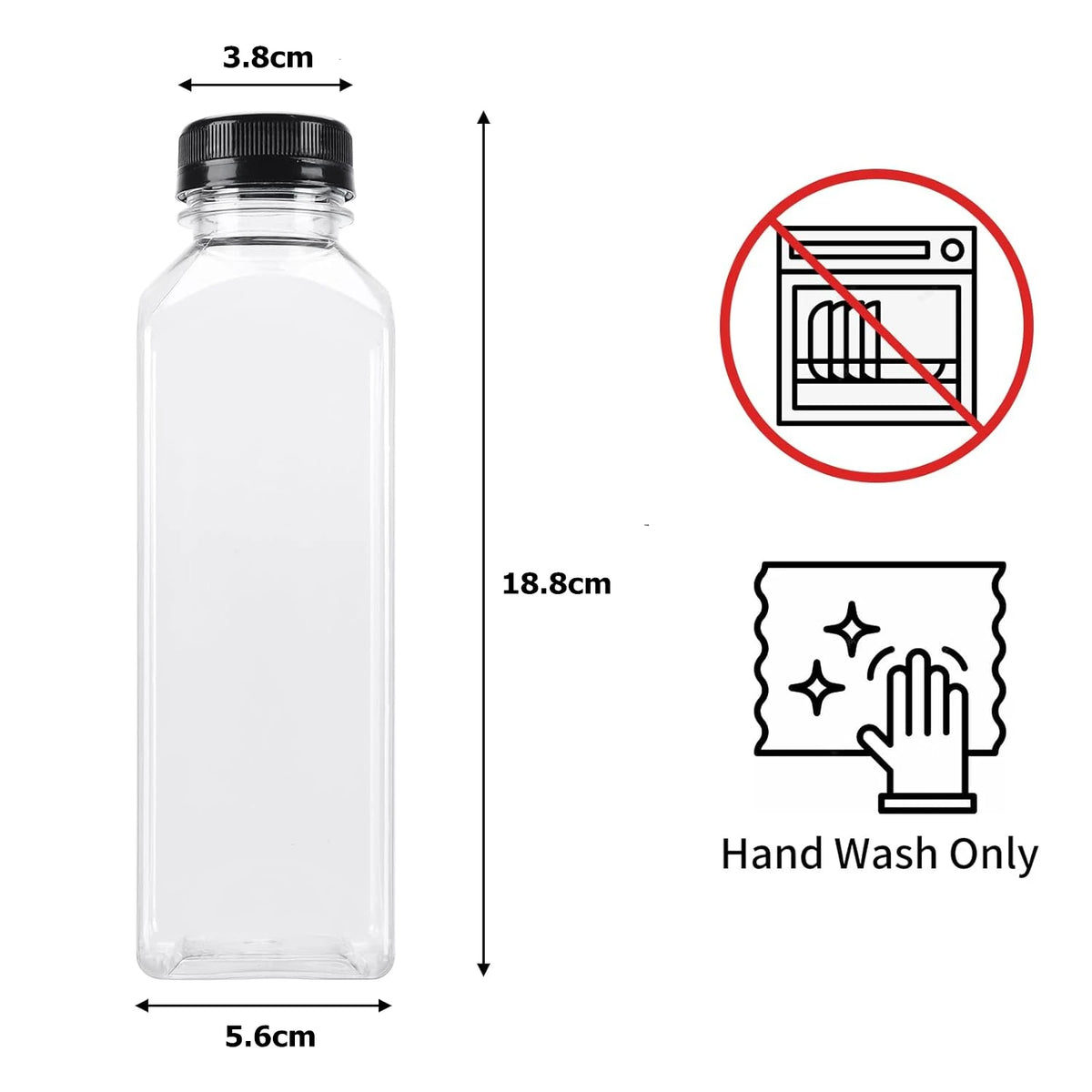 500ml Reusable PET Juice Bottles with Caps – BPA-Free Clear Drinks Containers – Perfect for Juicing, Smoothies, Milk & Cold Drinks – Available in Green, Blue & Black Colours