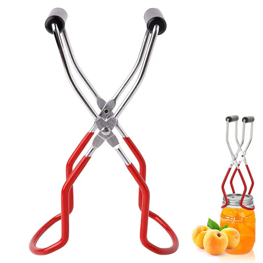 Stainless Steel Canning Jar Lifter Tongs with Rubber Grips – Kitchen Canning Tongs for All Jar Sizes – Ideal for Home Canning & Preserving – Available in Black, Green & Red Colours