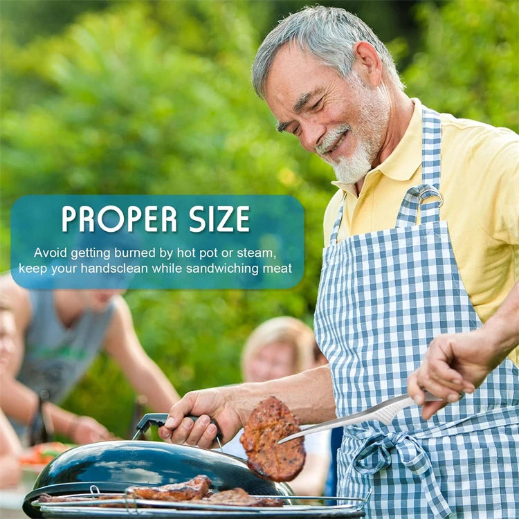 Stainless Steel Self-Standing Grill Tongs – Non-Slip Korean & Japanese Style BBQ Tongs – Perfect for Grilling, Turning Meat & Serving