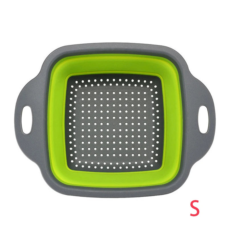 Square Collapsible Silicone Colander – Foldable Food, Fruit & Vegetable Strainer – Great for Draining Pasta & Saving Cupboard Space – Available in Green, Blue, Red & Orange Colours