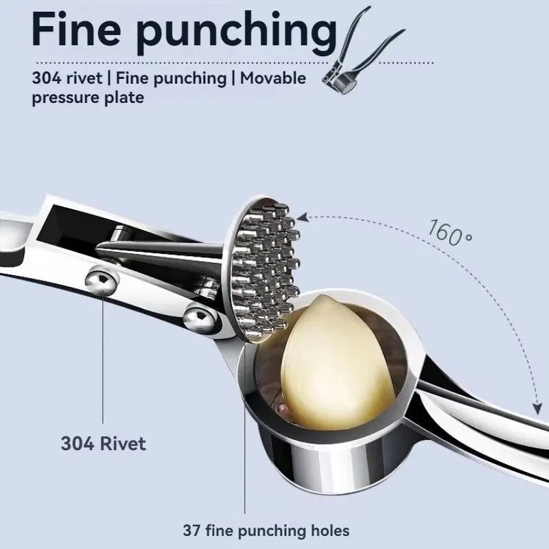 Zinc Alloy Garlic Press – Thickened Anti-Slip Manual Garlic Crusher & Mincer – Ideal for Fresh Garlic Paste in Seconds