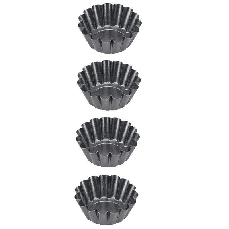 Non-Stick Carbon Steel Mini Tart Pans – Fluted Egg Tart & Muffin Tins – Perfect for Tarts, Quiches, Pies & Desserts – Available in 4, 8 & 12 Pieces