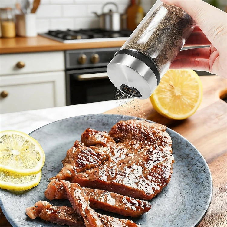 Glass Salt & Pepper Shaker Bottles with Adjustable Outlet Holes – Kitchen Spice Dispenser Jars – Ideal for Salt, Pepper, Herbs & Seasonings – Available in 150ml, 200ml, 300ml & 500ml