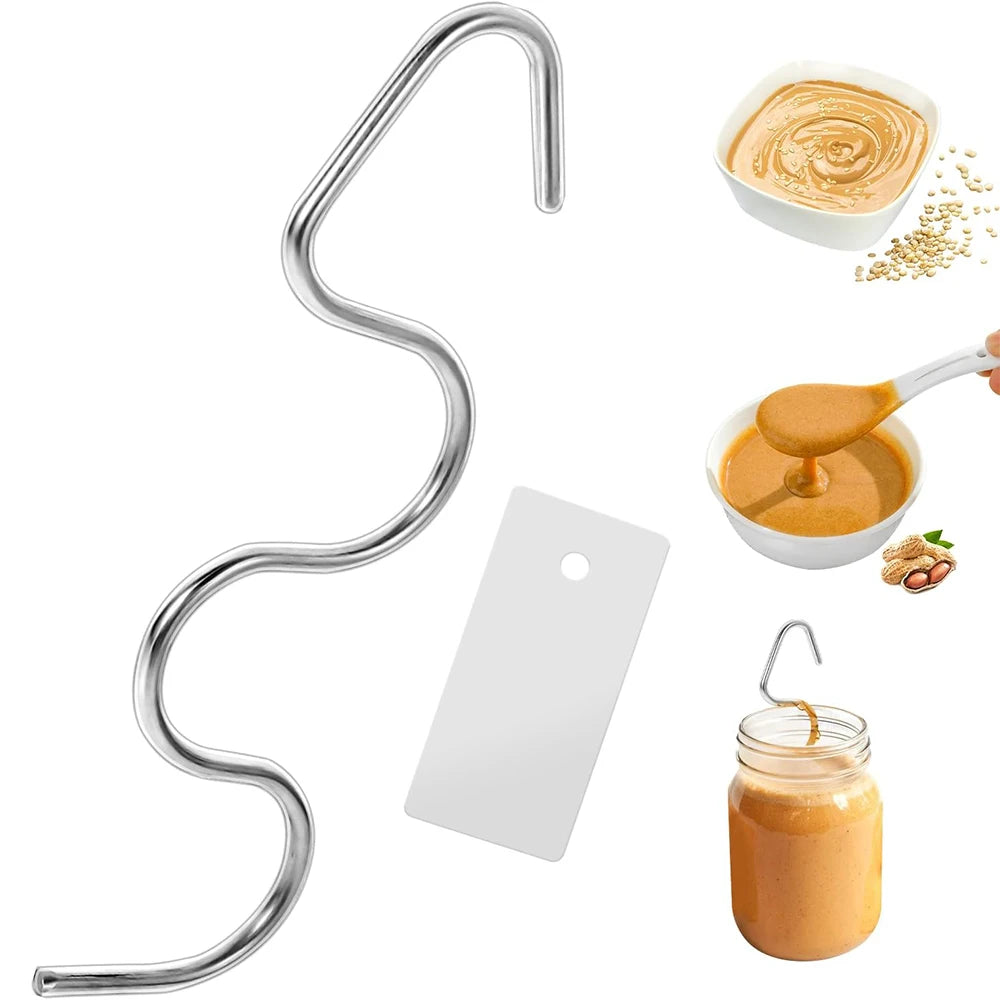 Stainless Steel Peanut Butter Mixer with Scraper – Nut Butter Stirrer & Jam Stirring Tool – Ideal for Mixing Natural Nut Butters in the Jar