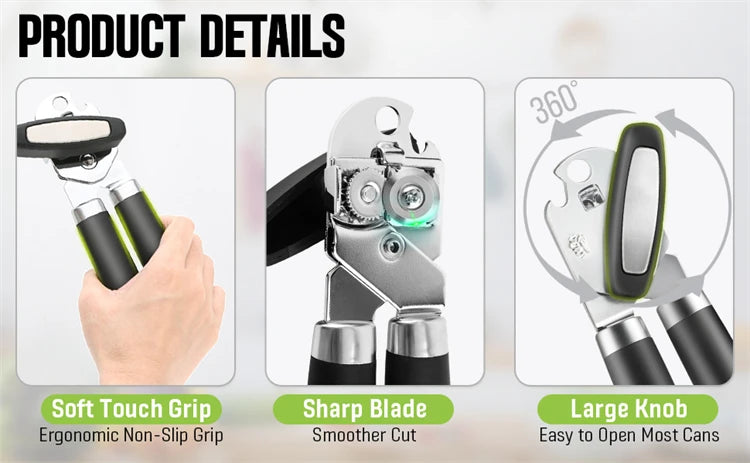 Manual Can Opener with Bottle Opener — Set of 2