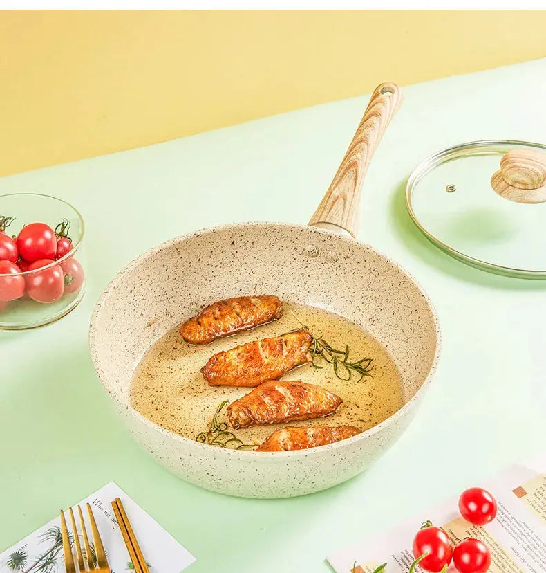Non-Stick Deep Pan with Ergonomic anti-slip Handle – Maifan Stone Ceramic Thick-Bottom Skillet /Pan Ideal for Eggs, Pancakes, Omelettes, Sautéing, Sauces, Searing, Stir-Fry &One-Pan Meals