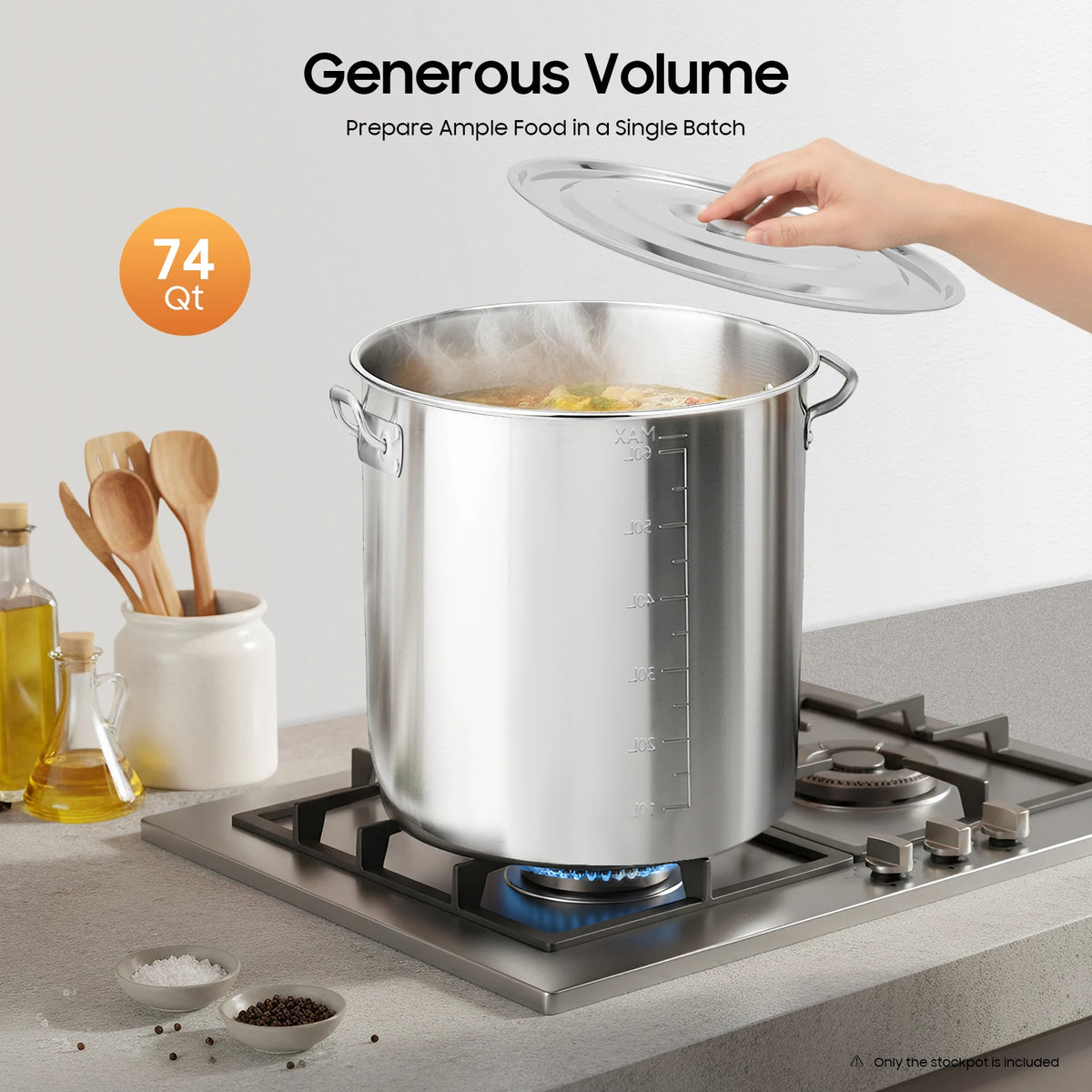 Extra Large Stainless Steel Stockpot with Lid – Commercial Soup & Cooking Pot for Catering – Ideal for Big Batches & Events – Available in 50L & 70L