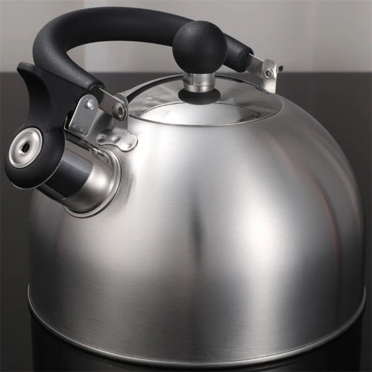 2.5L 304 Stainless Steel Whistling Tea Kettle with Heat Resistant Handle – Stove Top Teapot – Best for Boiling Water for Tea & Coffee – Suitable for Gas, Electric & Induction Hobs