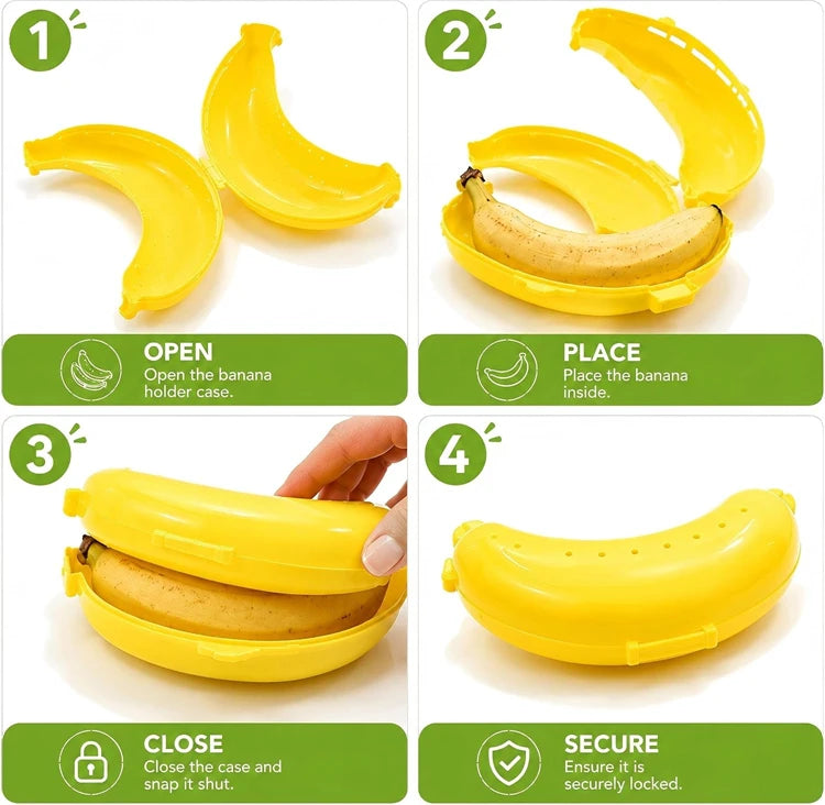 Portable Plastic Banana Case – BPA-Free Banana Holder & Keeper – Perfect for Lunch Boxes, Picnics, Hiking & Travel