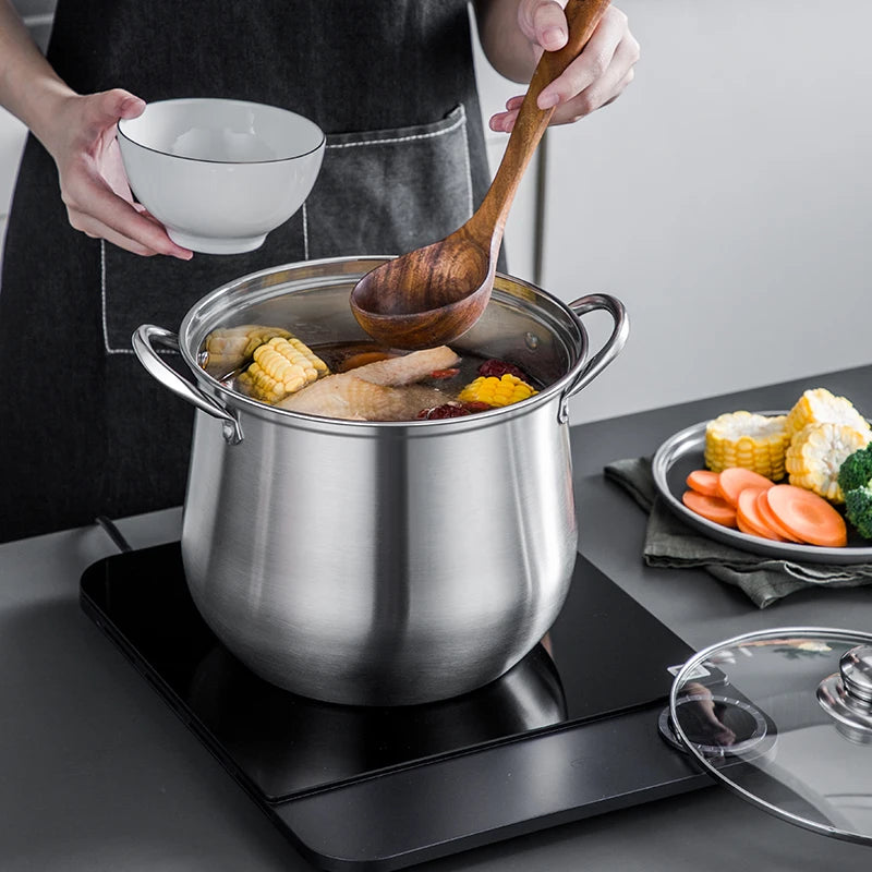 Large Stainless Steel Stock Pot – Durable Soup & Stew Pot, Easy to Clean – Perfect for Soups, Stews, Stock & Batch Cooking