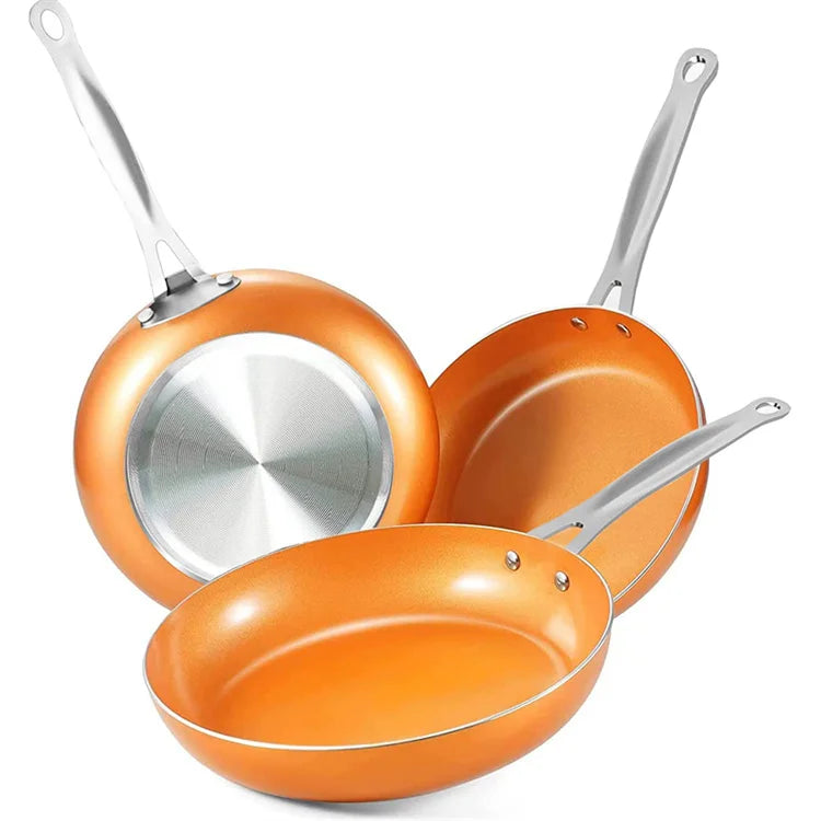 Ceramic Titanium Nonstick Aluminium Frying Pan – Copper Colour Round Egg Pan & Skillet – Best for Eggs, Omelettes, Steak & Fish – Available in 20cm, 24cm & 28cm