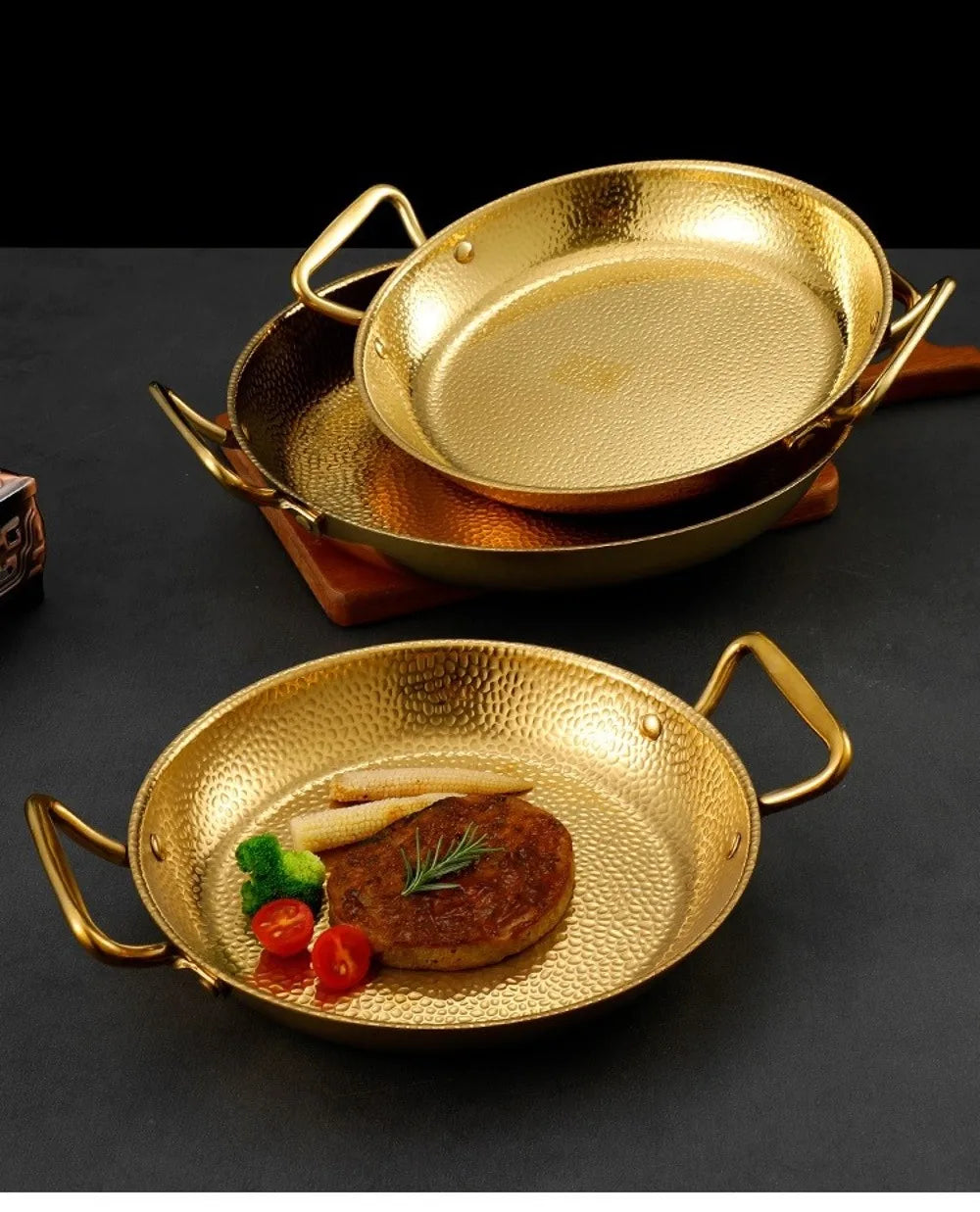Hammered Stainless Steel Paella Pan
