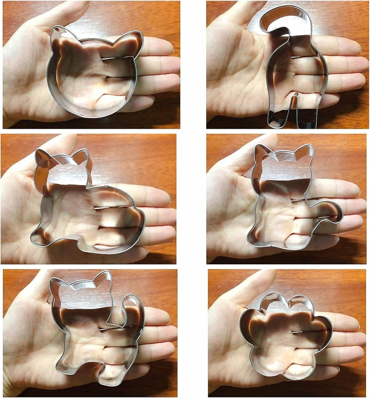 9 Piece Stainless Steel Cat Cookie Cutter Set – Cute Cat Biscuit & Fondant Cutters – Ideal for Baking & Cake Decorating