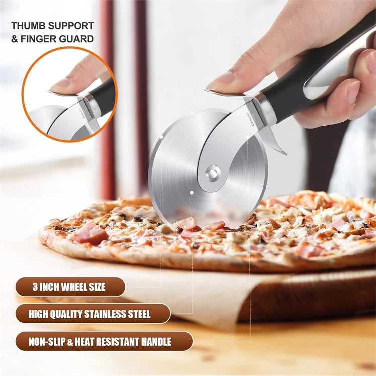 Stainless Steel Pizza Cutter Wheel with Non-Slip Handle