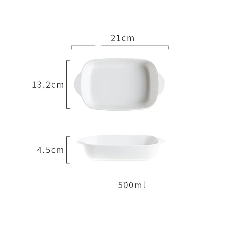 Ceramic Baking Dish — Oven-Safe Au Gratin Dish 8.5W-Small — White