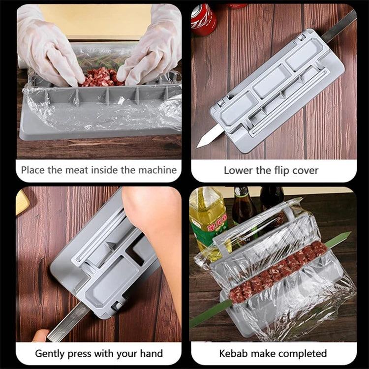 Large Kebab Maker Press with Skewers – Manual Kofta & Kabob Mould – Great for Making Even BBQ Kebabs at Home