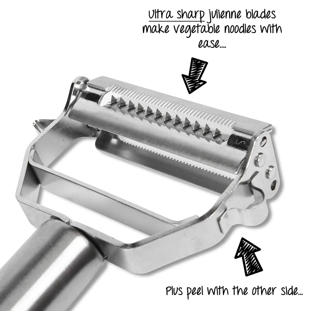 Multi-Function Stainless Steel Julienne Peeler – Vegetable Shredder & Carrot Peeler – Ideal for Carrots, Cucumbers & Potatoes