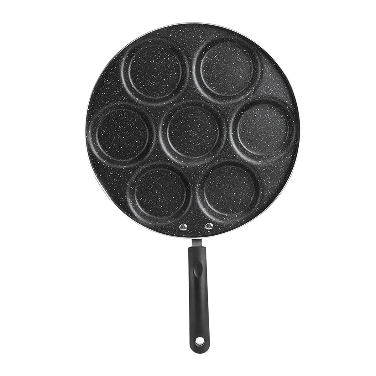 7 Hole Non-Stick Egg Frying Pan – Aluminium Fried Egg & Burger Pan with Heat-Resistant Handle – Best for Eggs, Mini Pancakes & Burgers