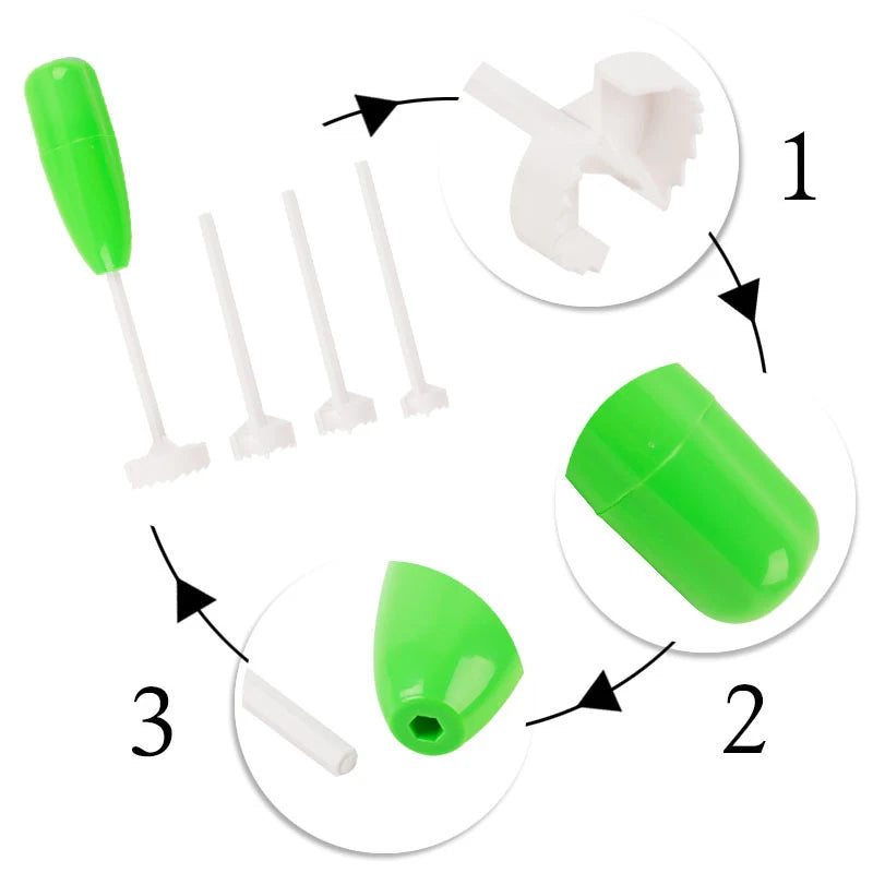 4 Piece Vegetable Corkscrew Carver Set – Replaceable Spiral Cutter Heads & Vegetable Hole Digger – Perfect for Stuffed Vegetables & Garnishes