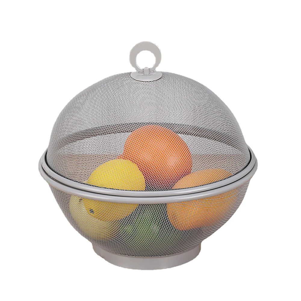 Modern Stainless Steel Mesh Fruit Basket with Bowl Base & Collapsible Cover – Breathable Design for Fly & Insect Protection – Ideal for Kitchen Use, Tables, Picnics & BBQs – Portable, Easy to Clean & Perfect for Storing Fruits and Vegetables