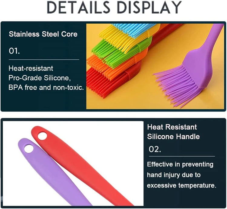 Heat Resistant Silicone Basting Brush – Pastry & Oil Brush for BBQ, Cooking & Baking – Best for Glazing, Marinating & Grilling – Available in Red, Yellow, Green, Pink, Blue & Black Colours