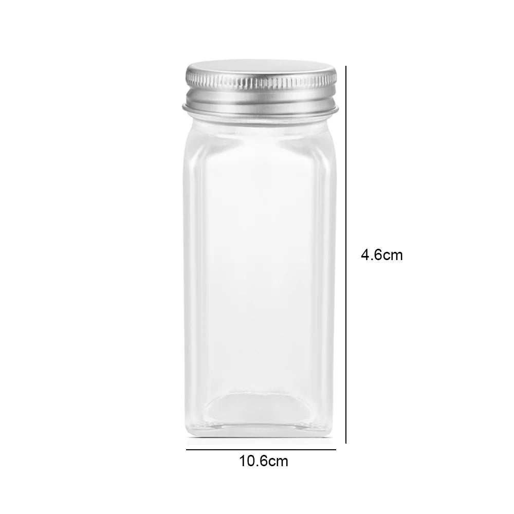 12 Piece Clear Glass Spice Bottle Set – 120ml Seasoning & Salt Jars with Adjustable Shaker Lids – Great for Organised Spice Cupboards