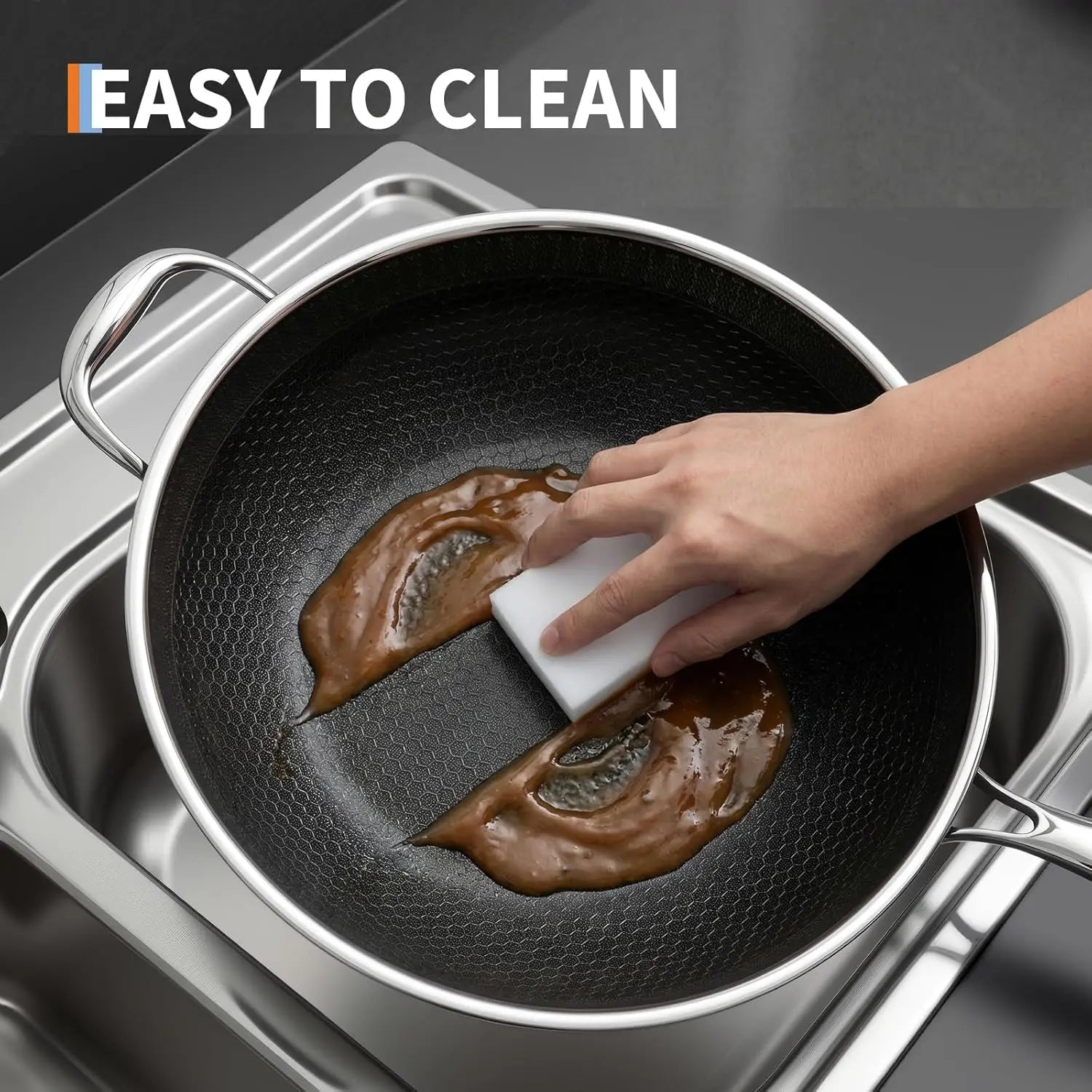 Stainless Steel Honeycomb Wok Pan | Tri-Ply 316 | Gas & Induction